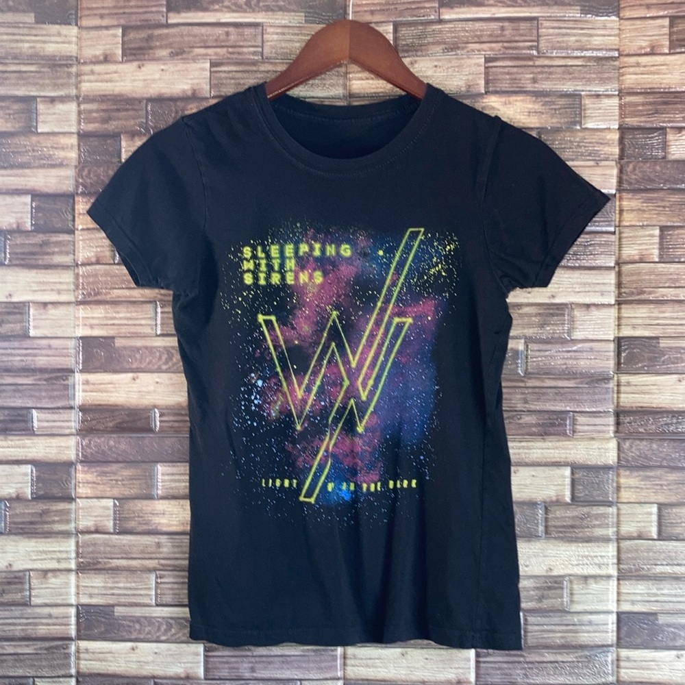 Sleeping With Sirens Juniors XS Light Up The Dark Galaxy Band Tee Post-Hardcore